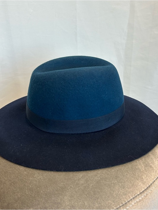 Isaac mizrahi blue black felt fedora hat two-toned NWOT - Picture 4 of 8